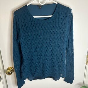 Ann Taylor Teal Textured Knit Sweater | Size M